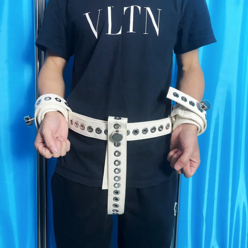 Magnetic Lock Waist Hip & Detachable Hand Cuffs Set Wrist Restraints Beige Cotton Medical Restraints, Patient Safety