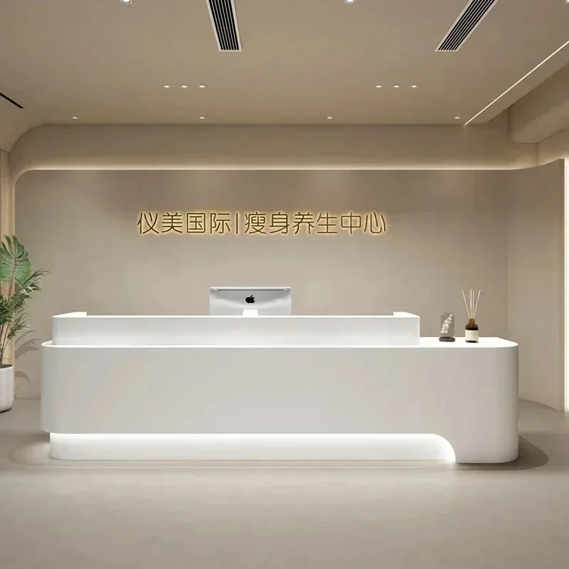 Modern Reception Desk with Counter, Commercial Reception Desk Retail Counter Checkout Front Desk for Office Lobby Salon