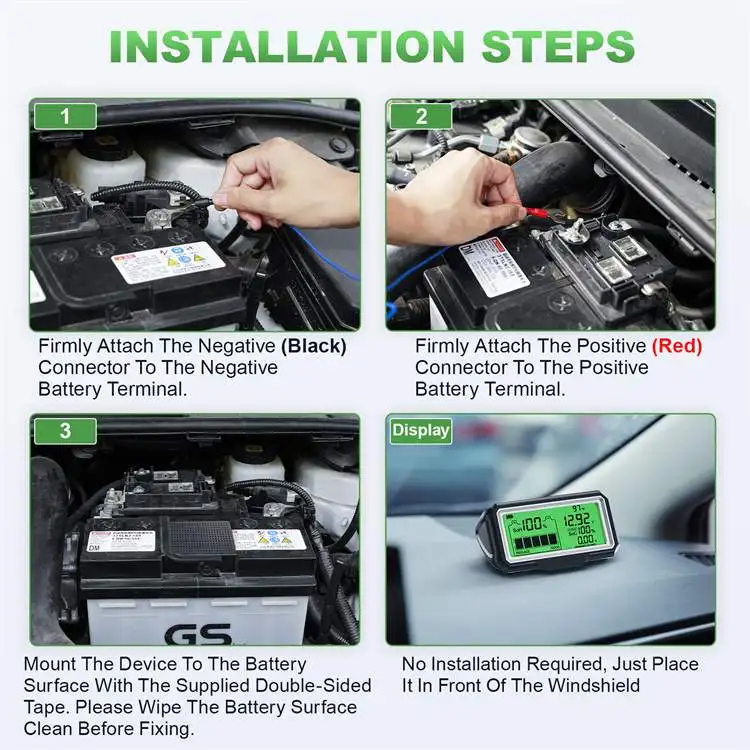 BM200 PRO 12V LED Car Battery Tester SOH SOC Rechargeable Battery Analysis Tool