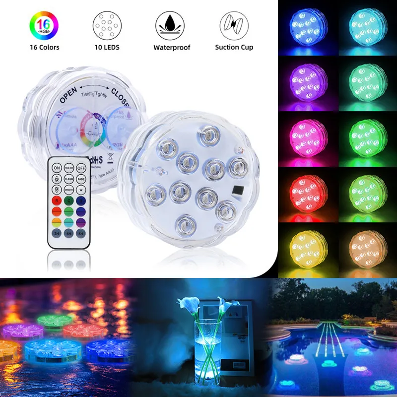 Ip68 Waterproof Multi-color Submersible Led Underwater Night Tea Light Vase Bowl Party Wedding Christmas Decoration