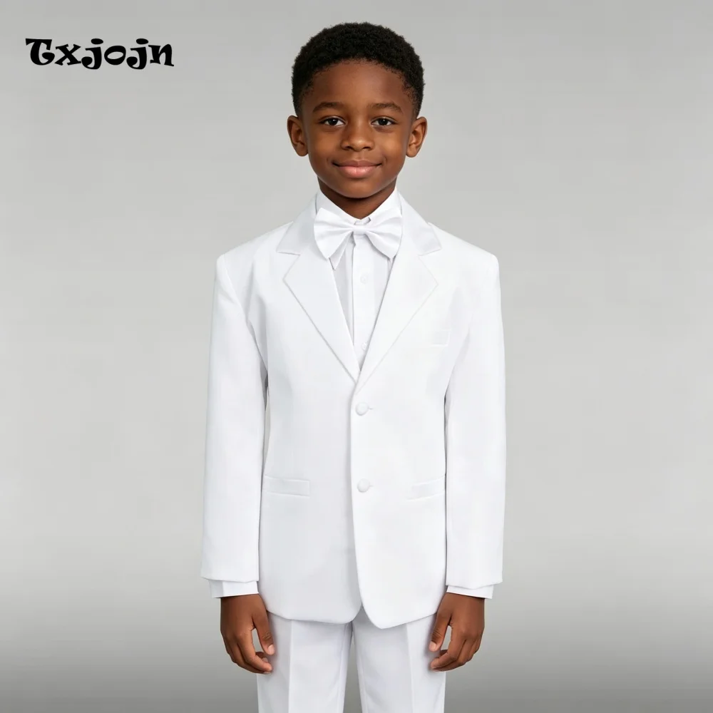 Formal Boys Suit Classic Homecoming Tuxedos 2-piece Set Trend Notched Lapel Jacket Single Breasted White Wedding Blazer Pants