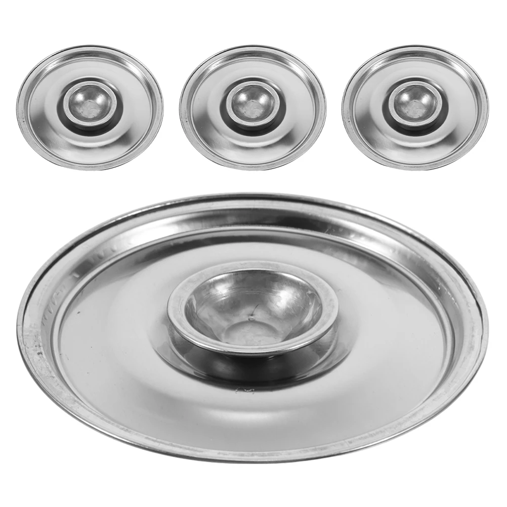 

4 Pcs Stainless Steel Bowl Lid Microwave Cook Small Seasoning Metal Covers Jar Oil Pot