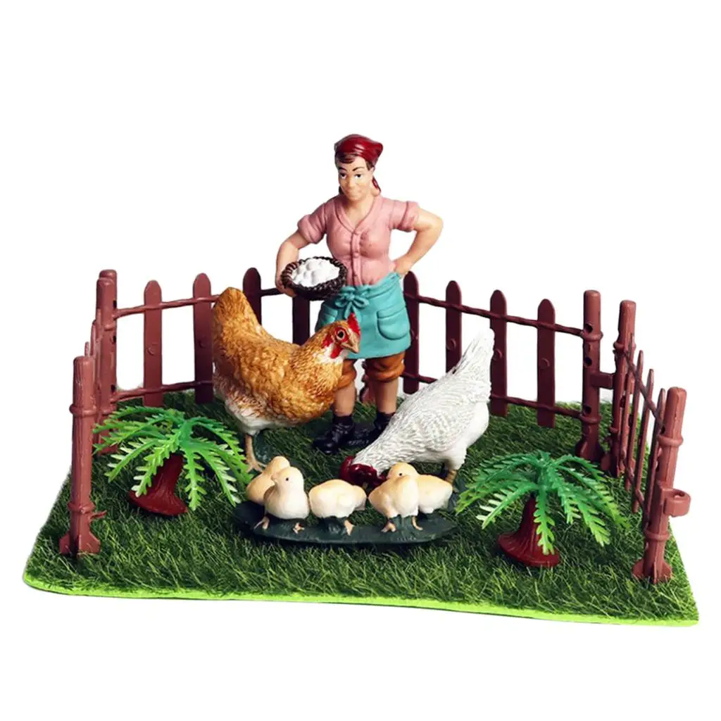 Chickens Animal Figure Miniature Farm Micro Landscape DIY Ornament Decor