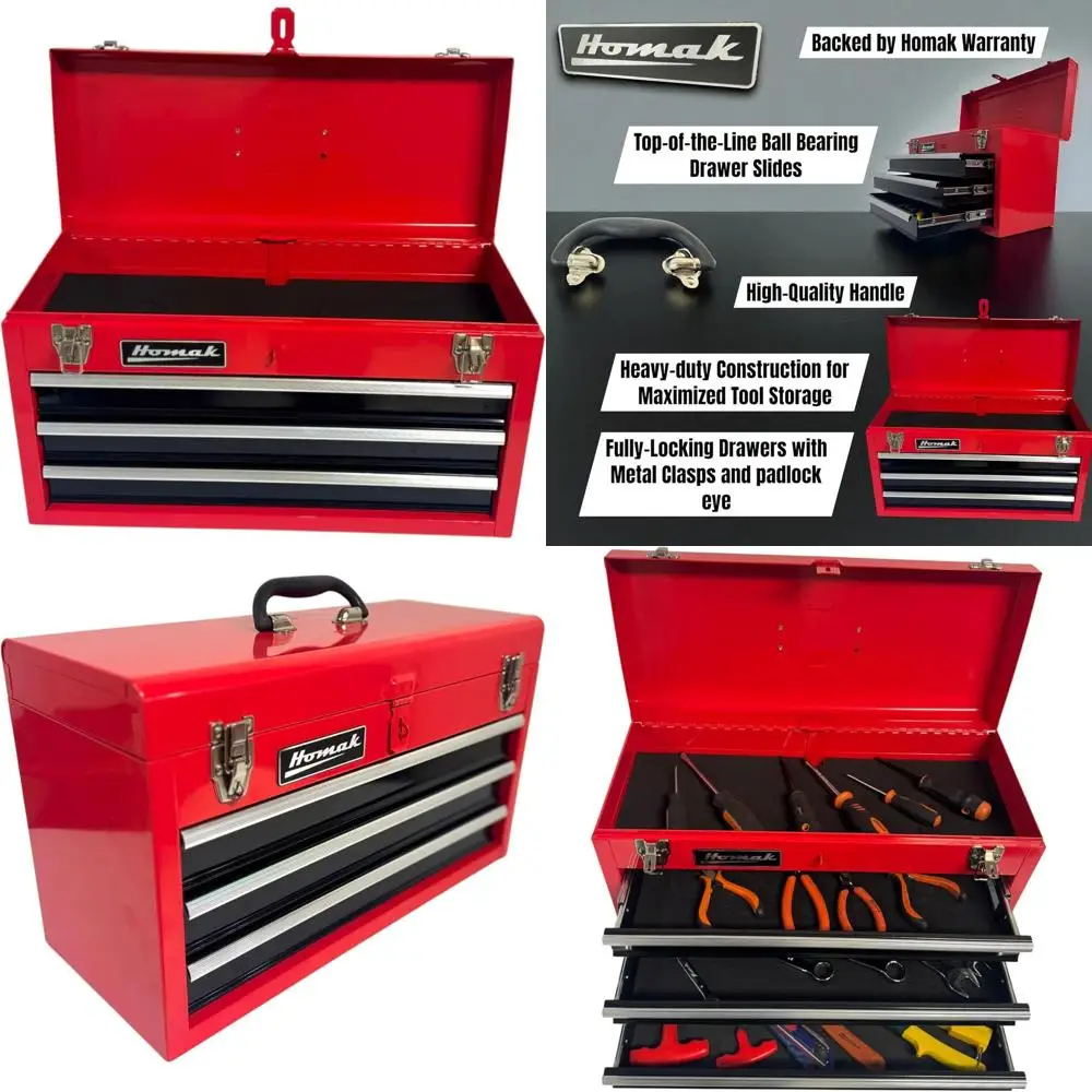 

20-дюймовый портативный многофункциональный ящик для инструментов с 3 ящиками, вкладышами из ЭВА, шарикоподшипниковыми направляющими, замком, глянцевым покрытием