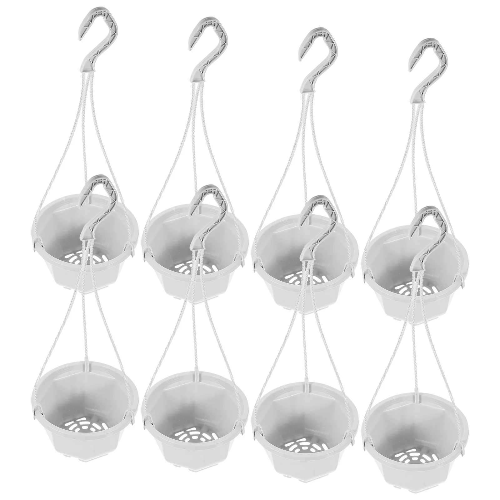 

8pcs Plastic Hanging White PP Garden Durable Garden Balcony Decor Flower Hanging Pots Plants Containers