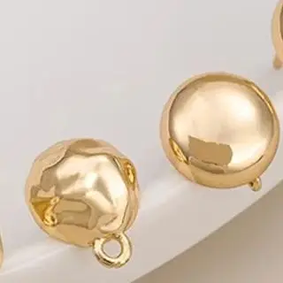 1Pair 925 Silver Needle 14K Gold-Plated Semi-Round Hanging Irregular round Ear Studs DIY Handcrafted Earrings Making Materials