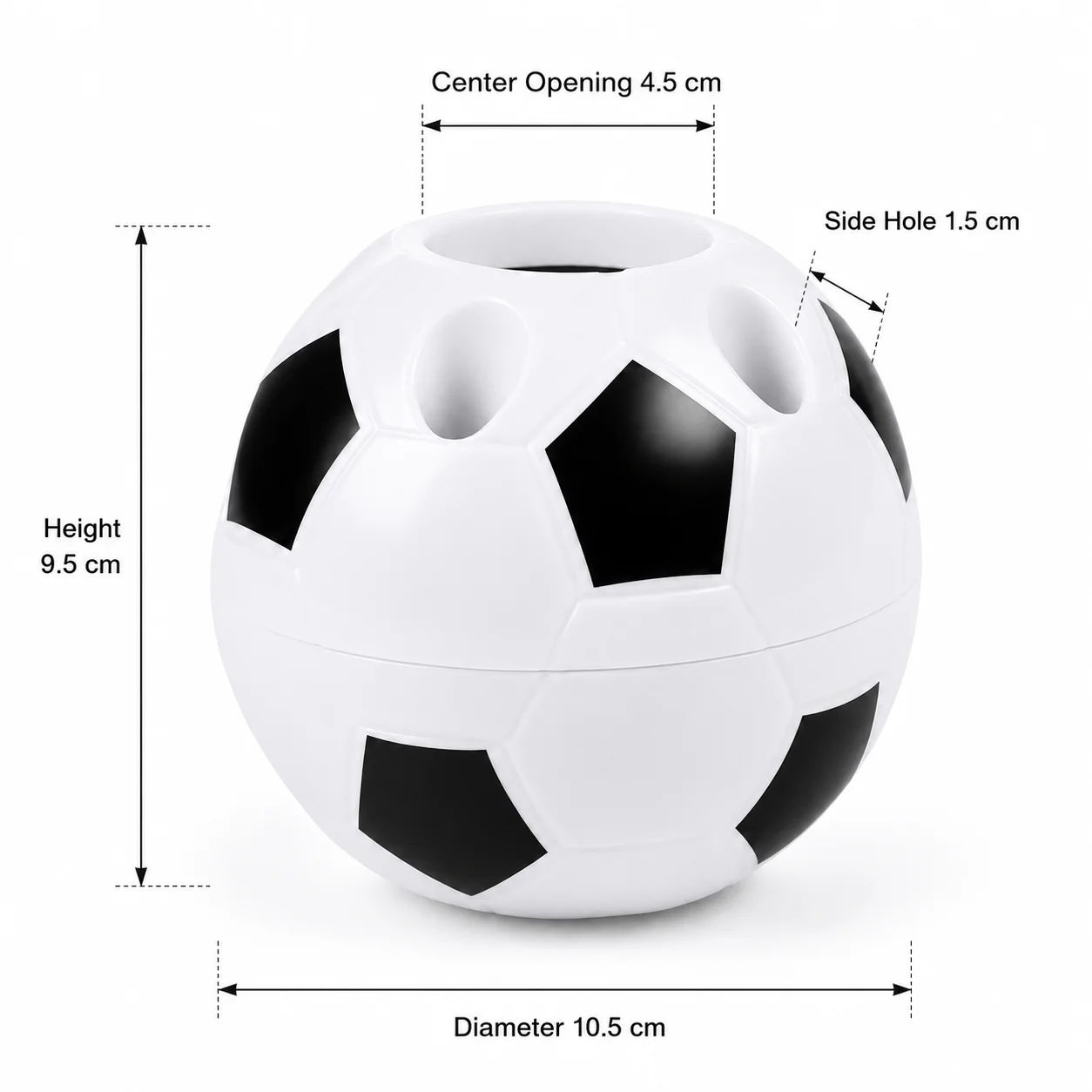 Soccer Ball Pen Holder with Multiple Compartments, Football Pencil Organizer for Kids Study Desk Office and Sports Themed Room D