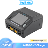 ToolkitRC M6DAC V2 Dual Channel Smart Lipo Battery Charger Discharger LiPo LiHV LiFe AC 200W DC 400WX2 for 1-6S 65W Fast Charger