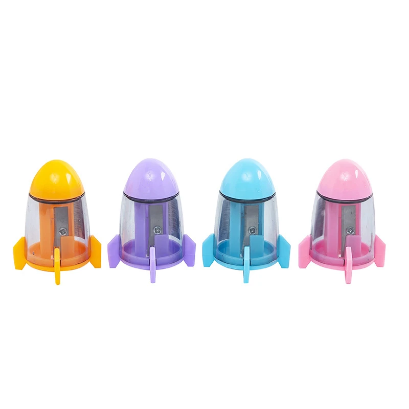 1-4 pcs Cute Candy Color Rocket Shape Sharpeners Korean Stationery Novelty