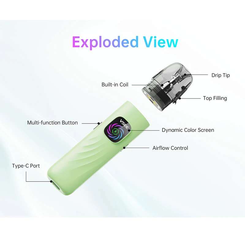 الأصلي Hellvape Vsee مجموعة واحدة قلم Vape 2 مللي نظام جراب فارغ تعبئة علوية 1000mah 30 واط شاشة ديناميكية 0.8ohm شبكة لفائف السجائر الإلكترونية #4