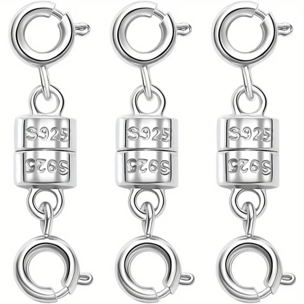 

925 Sterling Silver Magnetic Necklace Clasps and Closures, Magnetic Necklace Clasp for Jewelry Making Supplies