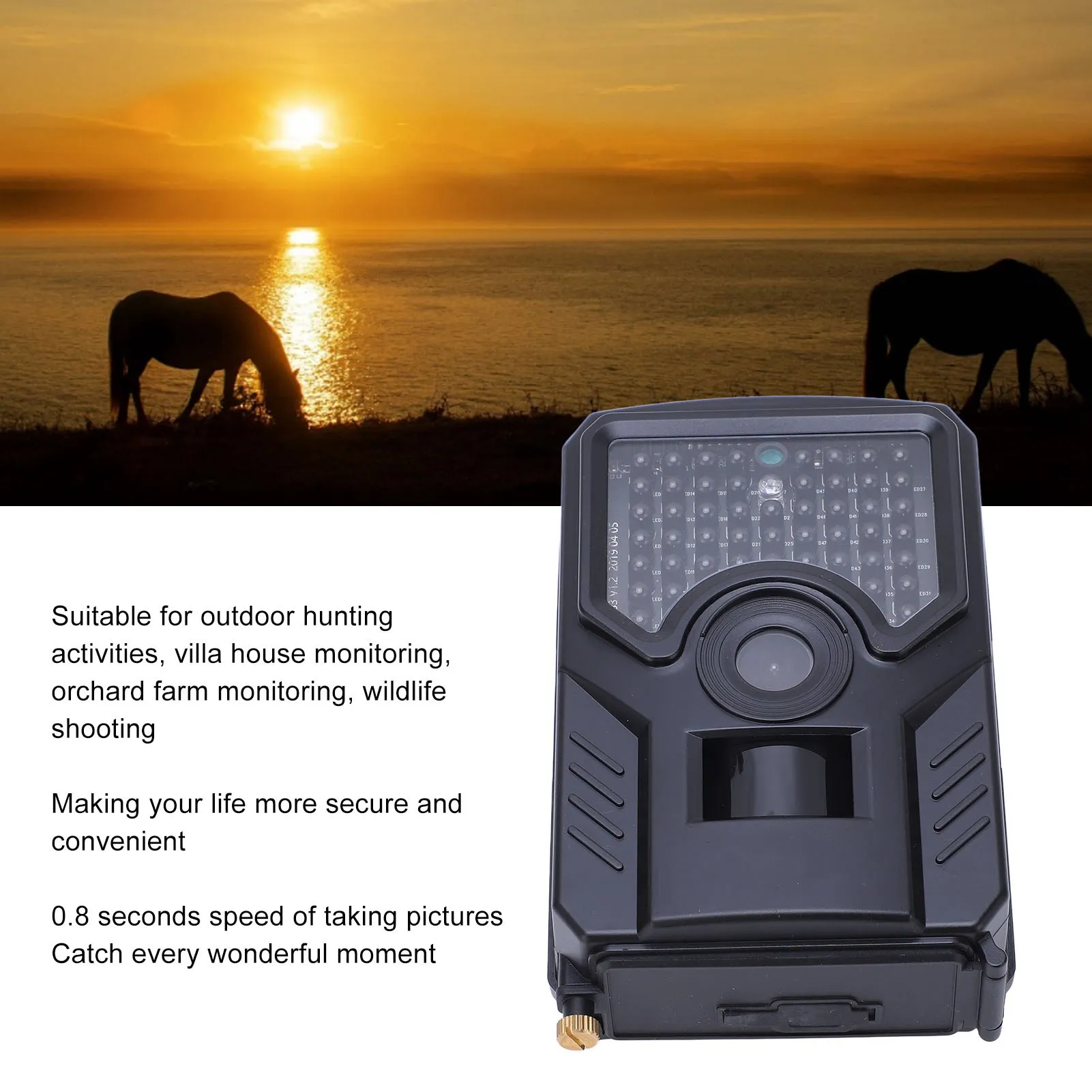 

Infrared Hunting Camera Trail Camera 12MP HD 1080P Infrared Hunting IP56 Waterproof for Wildlife Monitoring PR200B Trail Camera