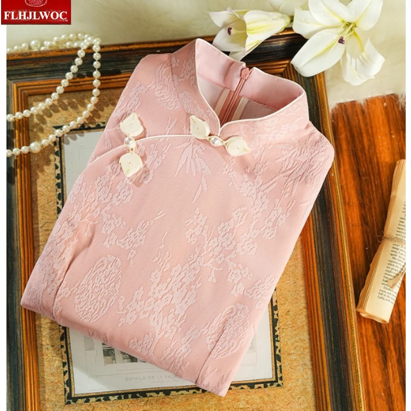 فستان أحمر عتيق أنيق للعام الجديد للنساء على الطراز الصيني فستان ضيق ضيق بياقة ثابتة فساتين قميص فيستدوس