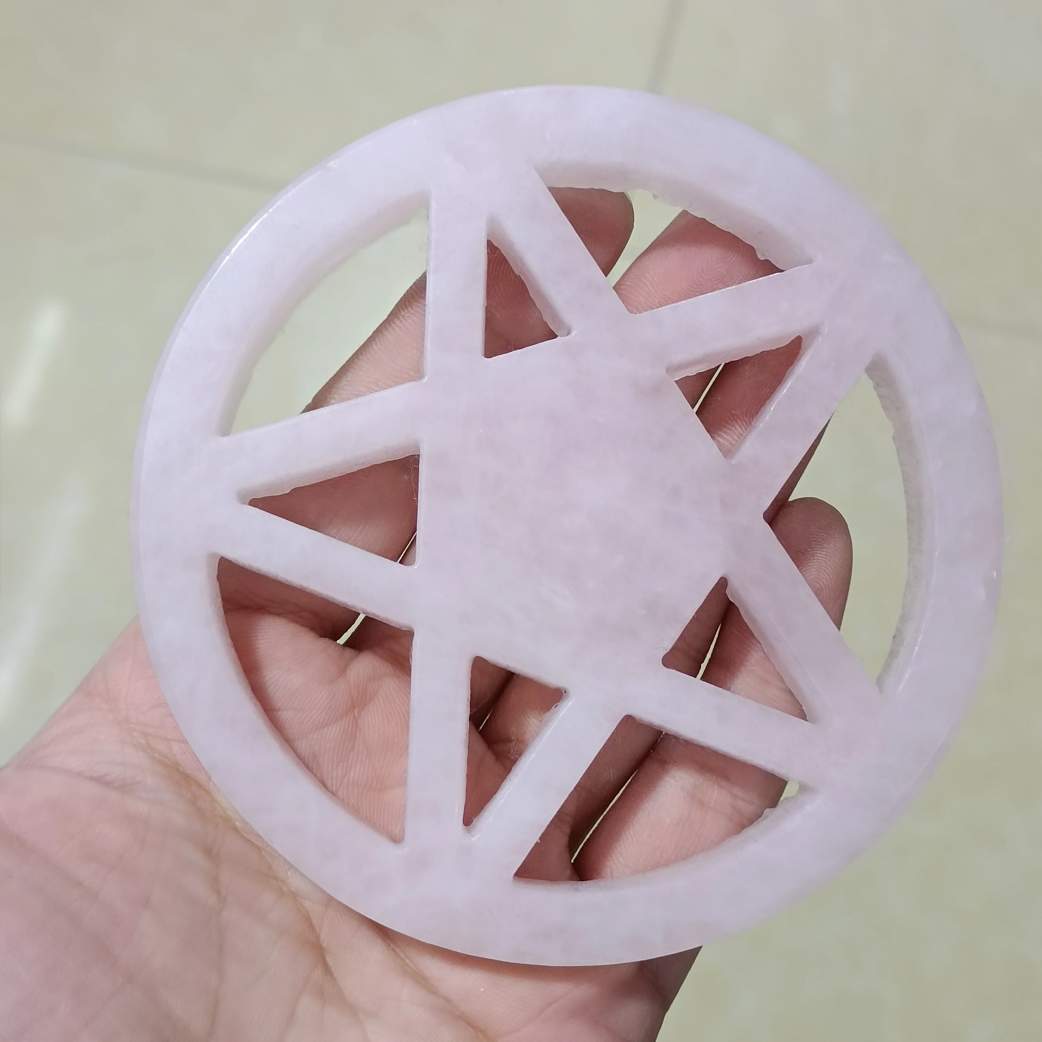 

8-9cm 1pc Natural Pink Crystals Carving Pentagram Gemstone Healing Reiki Quartz Chakra Souvenir Home Decor Gifts Charm