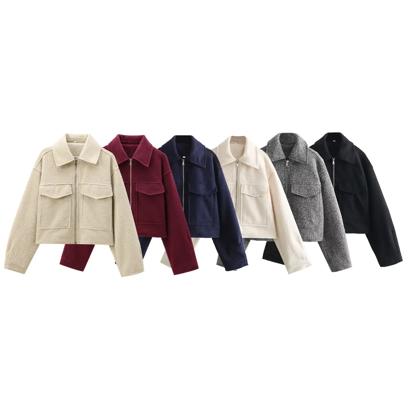 2025 Spring Autumn New European American Women's Fashion Short Jacket Casual Loose Solid Coat Female Zipper Cold proof Outwear