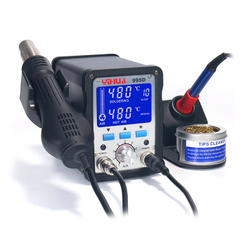 YIHUA 995D 750W محطة لحام للتحكم في درجة الحرارة 2 في 1 محطة لحام إعادة العمل SMD #3