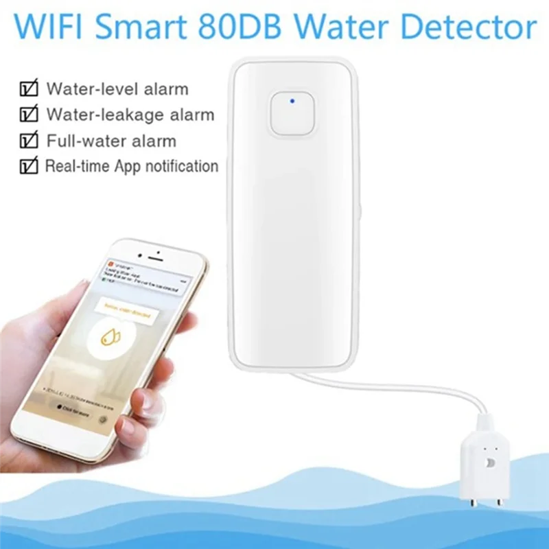 BNVN-Tuya Wifi スマート水漏れセンサー 80Db サウンド警報システム、2 個のリモート監視水オーバーフローレベル検出器検出