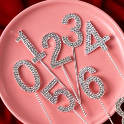 1pc 0-9 Alloy Diamond Digital Cake Toppers Fairy  Plugin Sparkling Crystal Digits Wedding Children's Birthday Cake Decoration