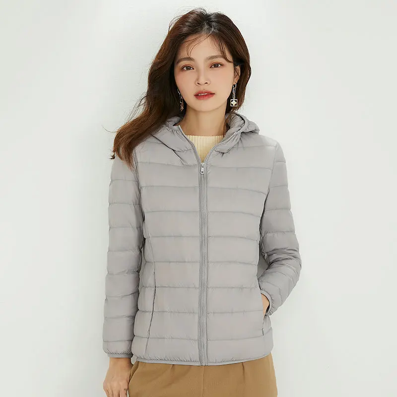 

12 Colors Women Fashion Hooded Puffer Jacket New Arrival 90% White Duck Down Female Short Casual Ultra Lightweight Parkas