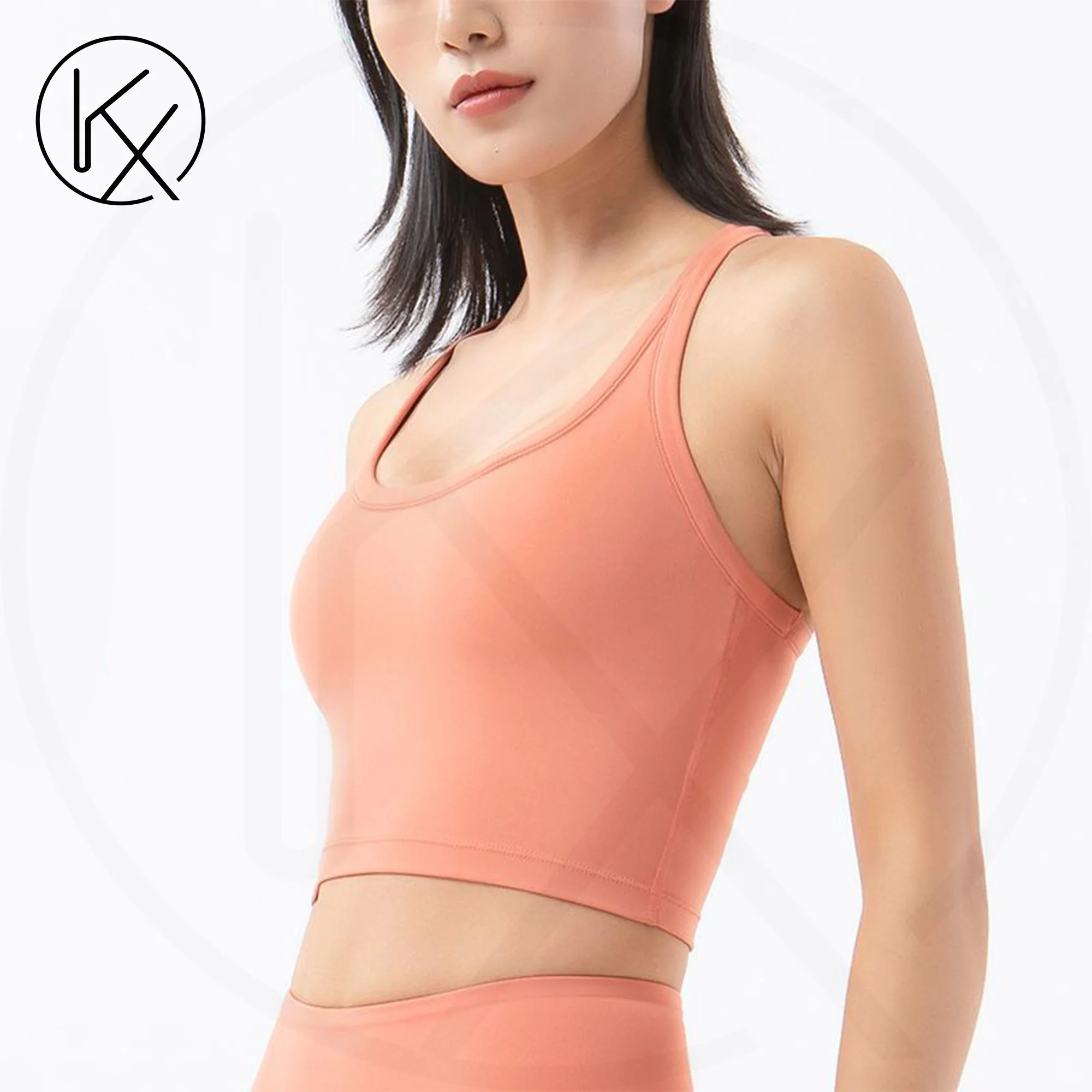 

kaixiggmm Nylon sports top women's bra yoga fitness cycling breathable bra underwear vest double-layer support bra