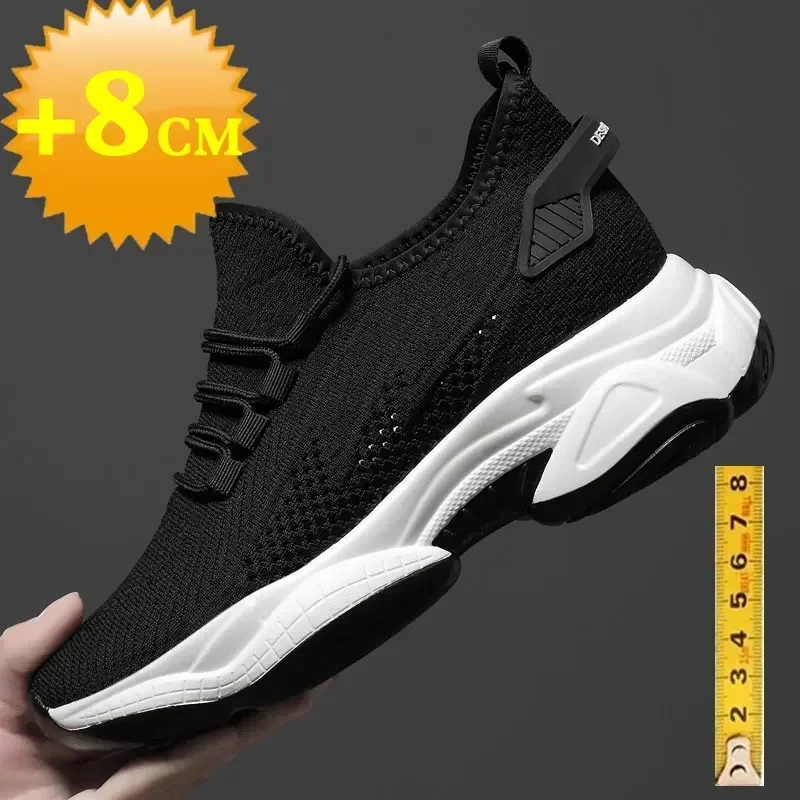 Increasing men sneakers casual heightening shoes 8cm height increase shoes for summer breathable 6cm elevator