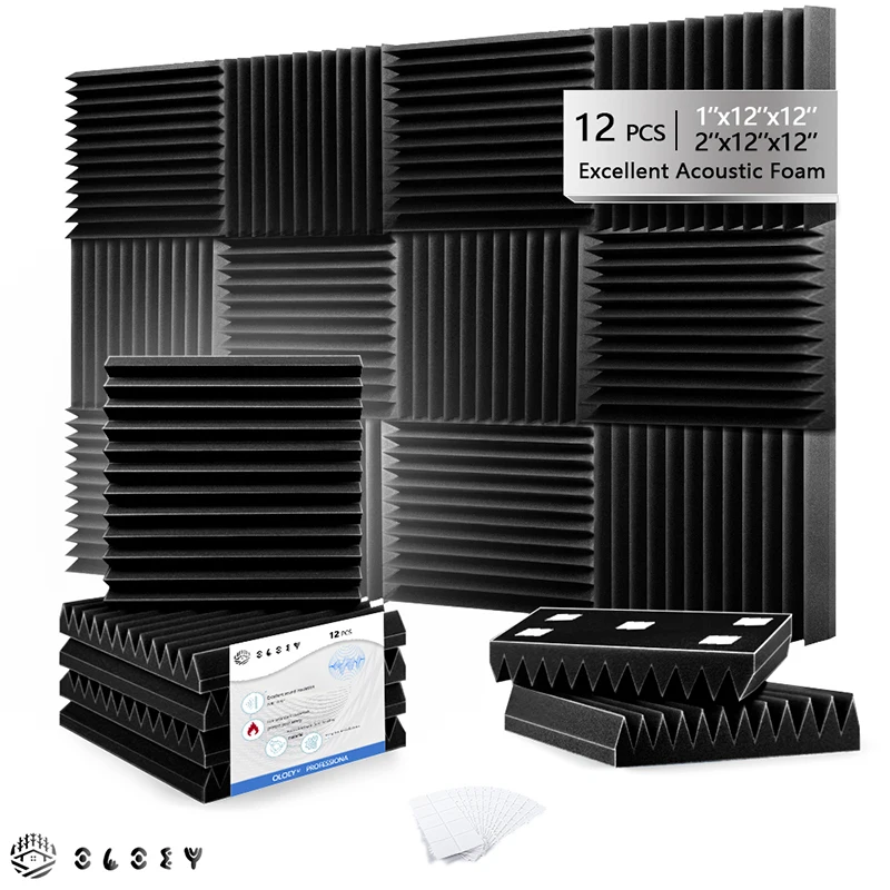 

12Pcs Soundproof Foam Acoutic Sound Insulation Protective Wall Panel Home Studio Absorption Treatment Sponge Padding