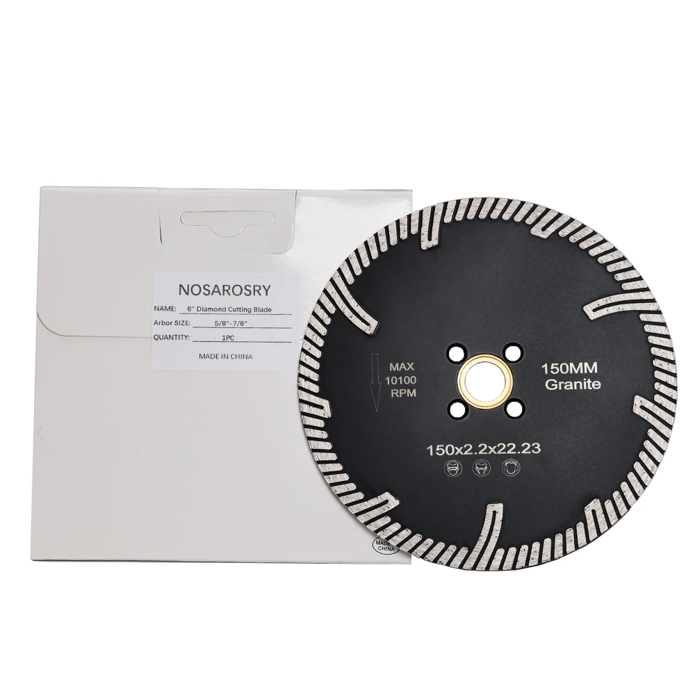 

NOSAROSRY 6 Inch Turbo Rim Diamond Blade Dry Cutting for Granite Quartz Quartzite