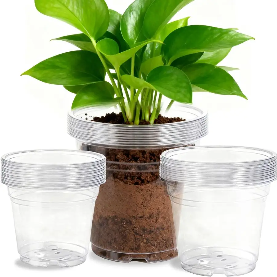 

Набор из 7, 8, 10-дюймовых прозрачных горшков для рассады с дренажными отверстиями, большие прозрачные пластиковые горшки для растений, горшки для рассады растений