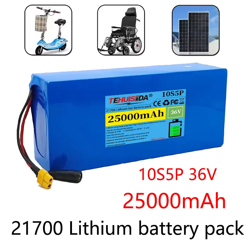 Original Lithium Battery 36V 25Ah 21700 10S5P, Multifunctional Scooter Battery with BMS Protection Board Is Very Safe