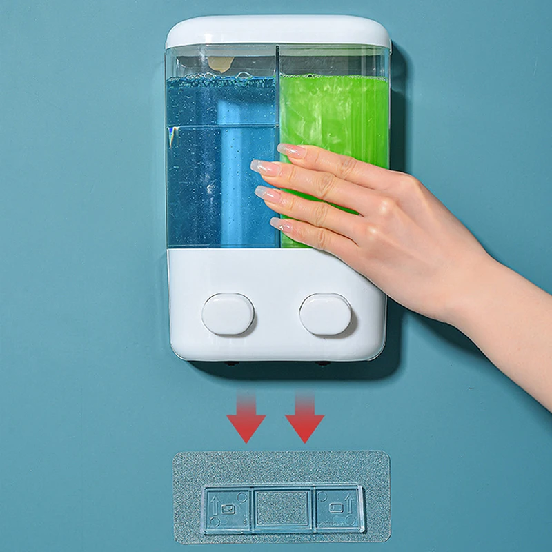 

Wall Mount Soap Dispenser Manual Press Soap Dispenser Shampoo Shower Gel Container Bottle Bathroom Liquid Dispenser Double Head