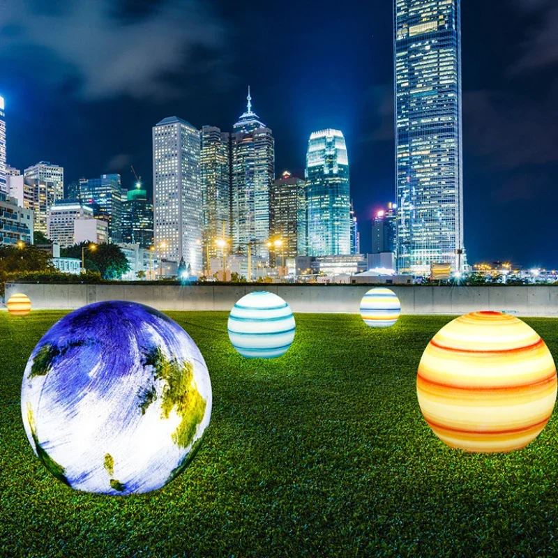 Luminous Ball Night Lamp Wandering Earth Watermark Coconut Beach Landscape Lighting Blue Sky Planet Motif Lights