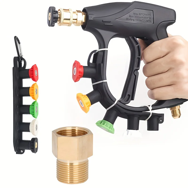 4000 PSI High Pressure Car Wash Water Gun for Cold Water Cleaners, M22-14/15mm Thread & 1/4