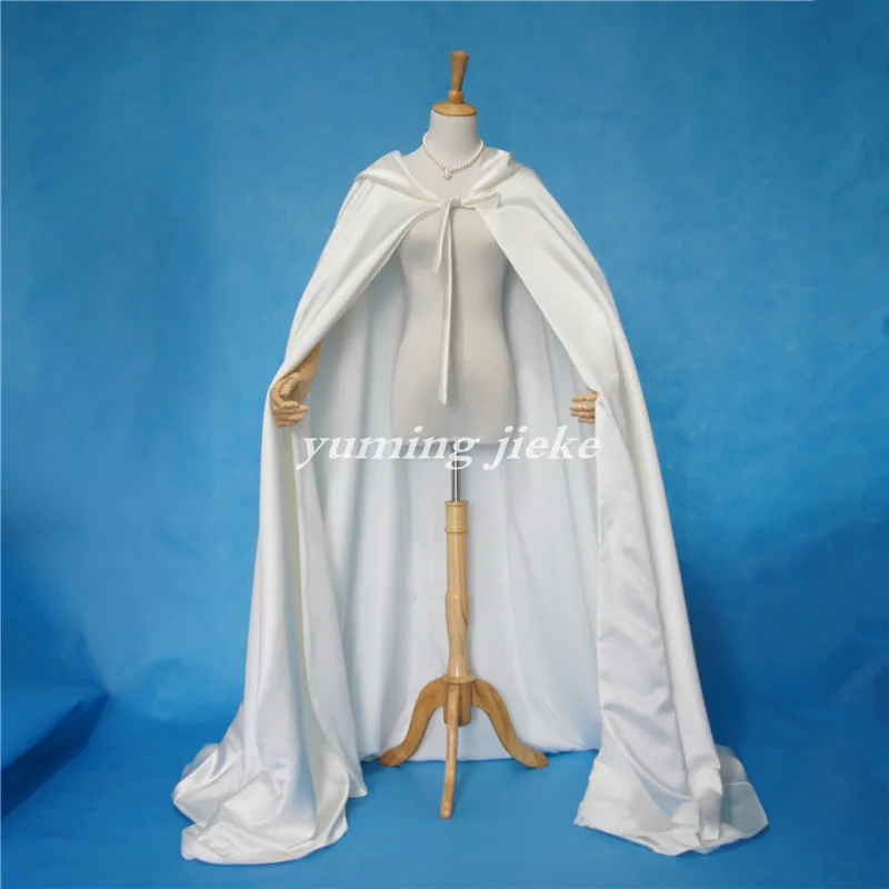 Ivory เสื้อคลุม Hooded ซาตินเสื้อคลุม Cape เครื่องแต่งกาย Renaissance ยุคกลางเสื้อผ้า Fairy ผู้ใหญ่