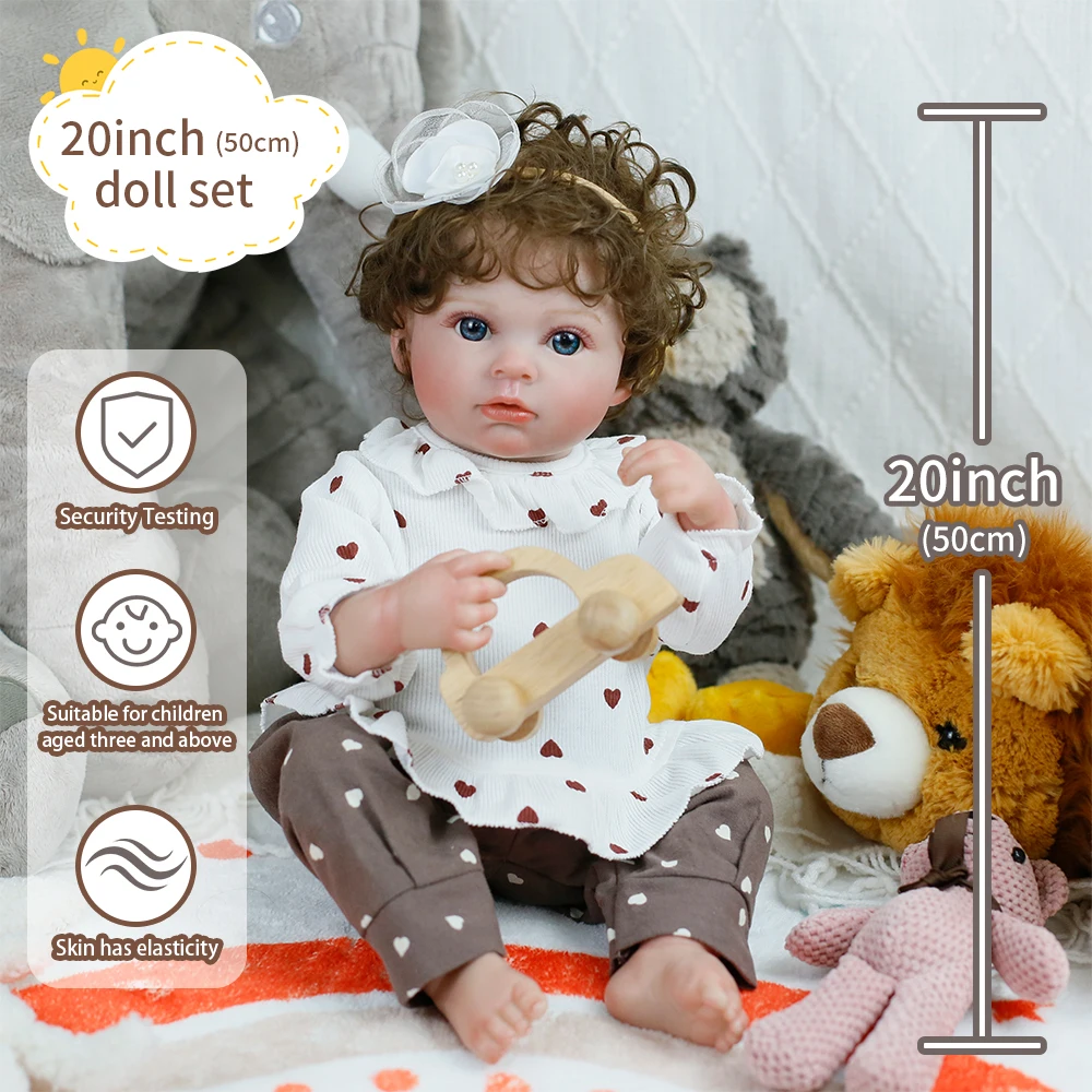 

Реалистичная силиконовая виниловая кукла Reborn, 50 см, реальная жизнь, мягкая на ощупь игрушка ручной работы с крышкой для девочек, рождественские подарки