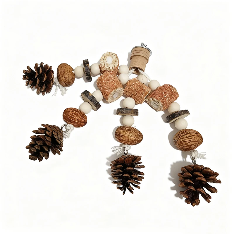 Natural Bird Chew Toy Cotton Rope Pinecone Parrot Toy Bite Resistant Birds Tearing Toy Cockatiels Training Cage Toys Accessries view 5