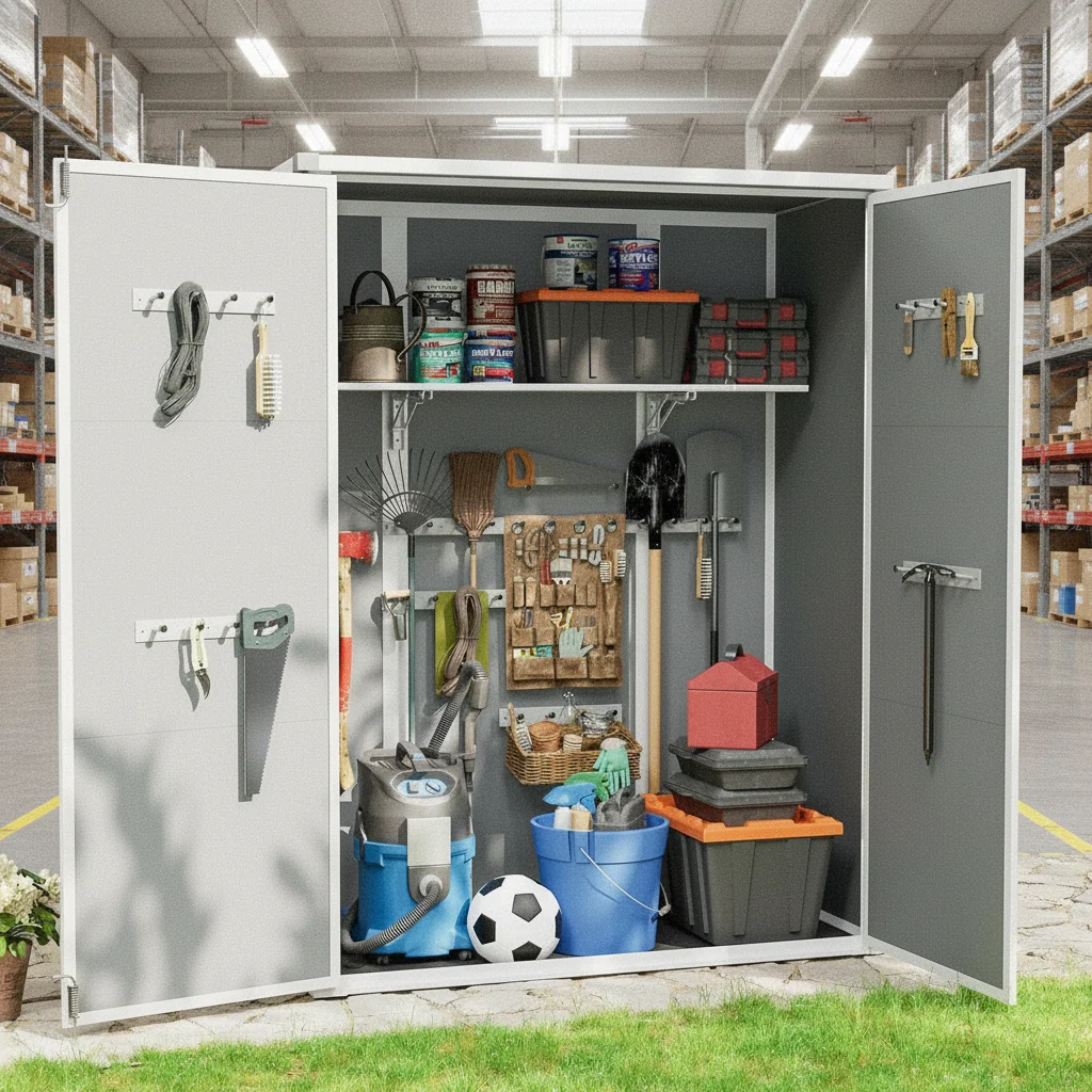 

51 Cu.ft Vertical Resin Storage Shed Waterproof Plastic Cabinet for Garden Backyard Lawn 4.3x5.6 ft, Custom