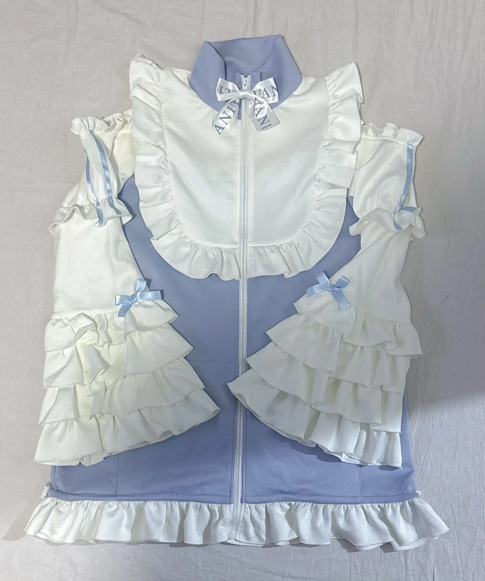 일본 마이닝 시리즈 프릴 오프 숄더 긴 소매 중간 길이 루즈한 스웨트 재킷 2025 봄 신작 루즈 드레스 로리타