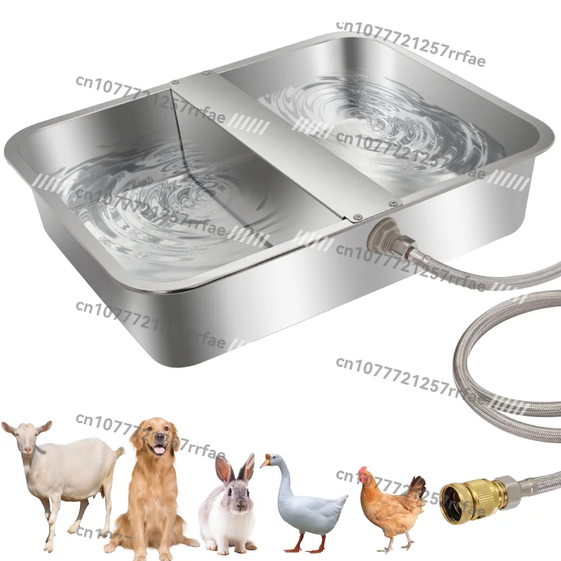 

Double Sink Pet Drink Bowl Stainless Steel Water Bowl Animal Dog Sheep Chicken Drink Bowl