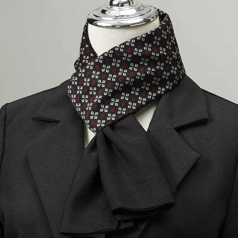 Men's Scarf Imitation Silk Neck Scarf Small Square Suit Shirt Collar Neck Suit Neck  Business Thin Scarf