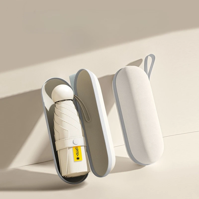 مظلة مدمجة مكونة من 5 أضعاف للحماية من أشعة الشمس فوق البنفسجية، جيب كبسولة محمول للنساء، مظلة صغيرة صغيرة خفيفة الوزن للمطر قابلة للطي تلقائيًا