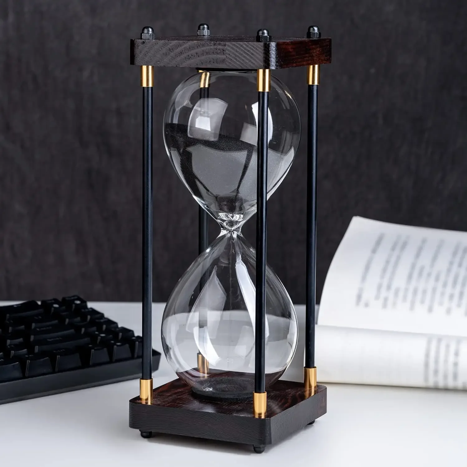 Luxury 30Min Modern Geometric Hourglass Timer Elegant Desk Accessory for Home Office Study Time Management Gift Idea