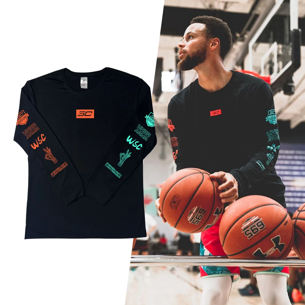 Basketball Long-sleeved Quick-drying Sports Training Clothes Men's Curry Appearance Shooting Clothes T-shirt Bottoming Top Tide