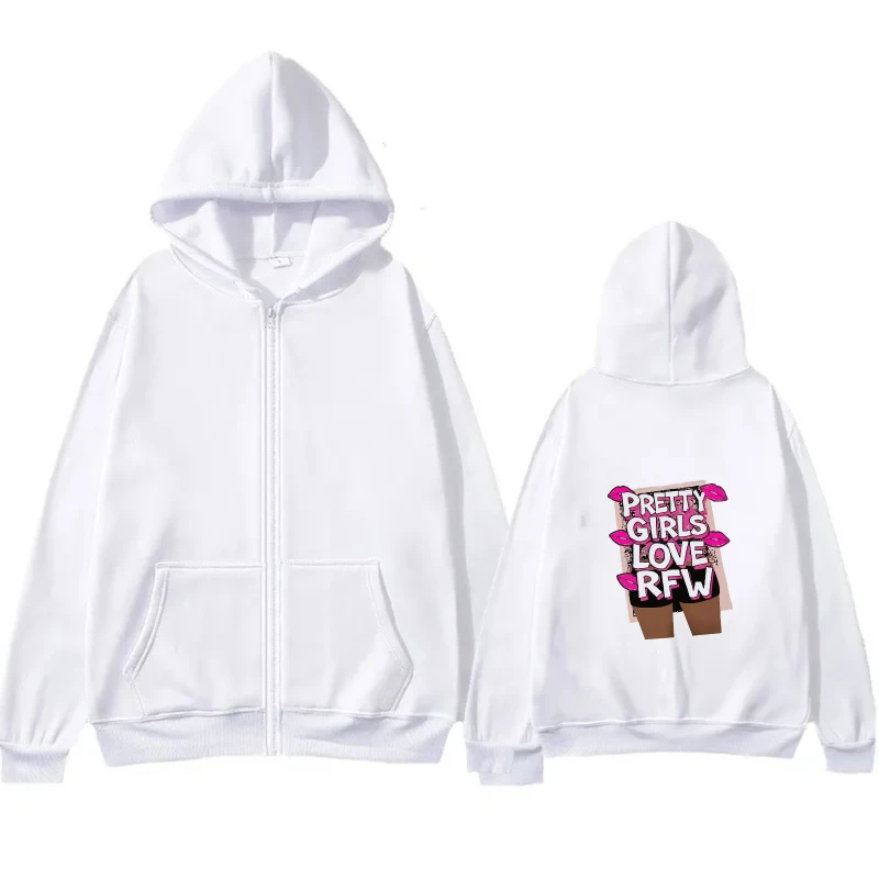 Men's Hooded Jacket Black Pretty Girls I Love RFL Printed Pattern Casual Streetwear Hoodie for Daily Wear and Outdoor Activities