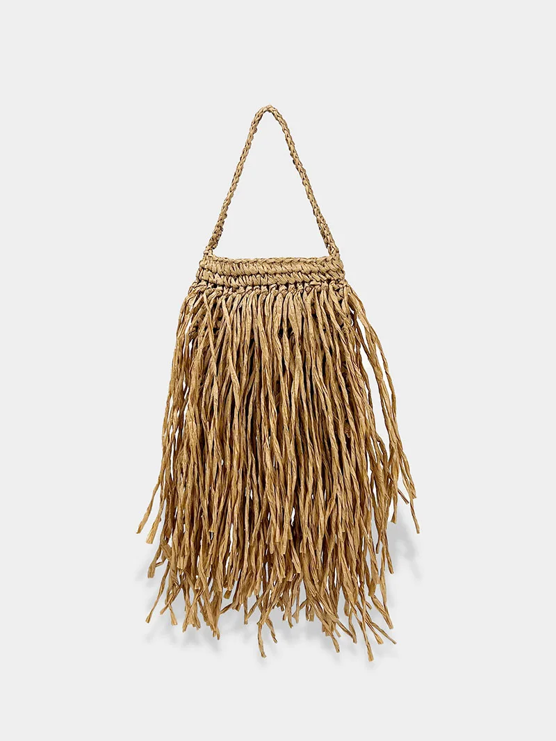 

Summer Beach Tote Bag Handmade Fringe Lady Handbags Casual Tassel Woven Women Shoulder Bags Shopper Purse for Vacation
