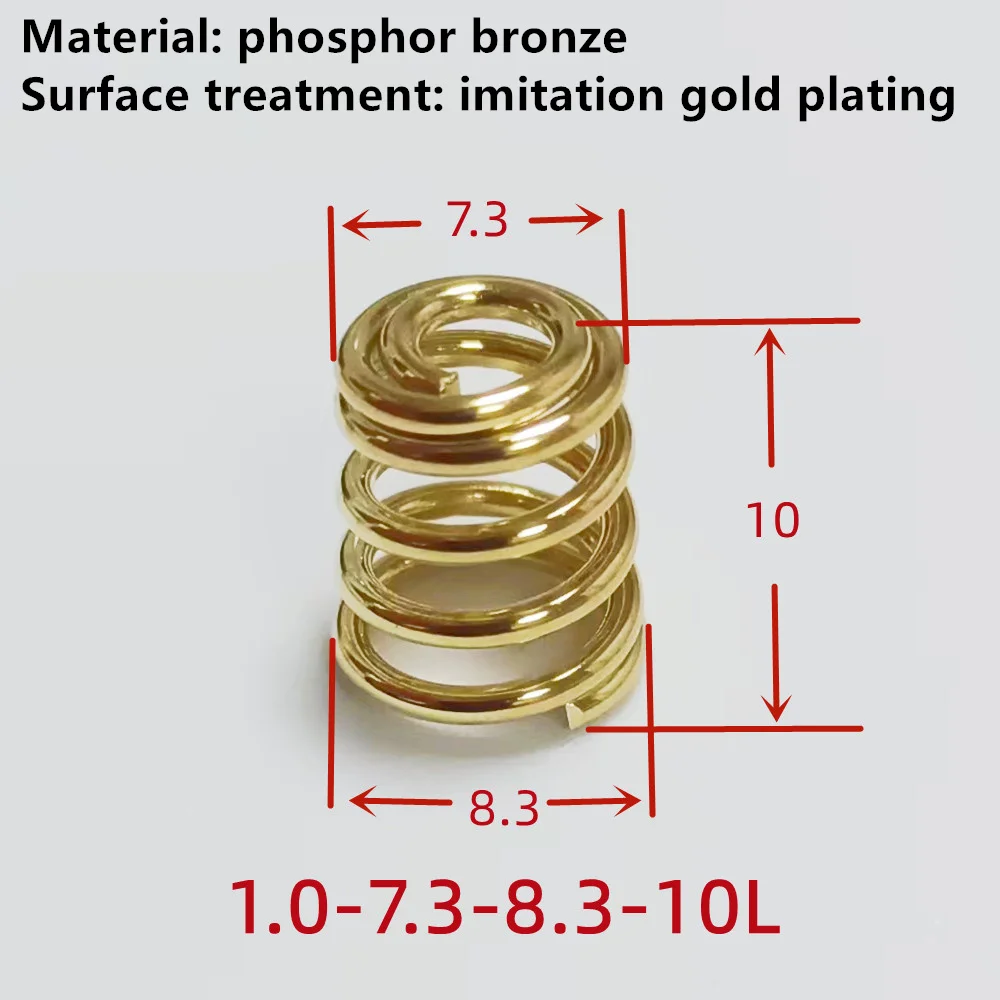 10PCS Phosphorus bronze or MUSIC Wire Steel material plated imitation gold conical flashlight  spring 18650 battery spring