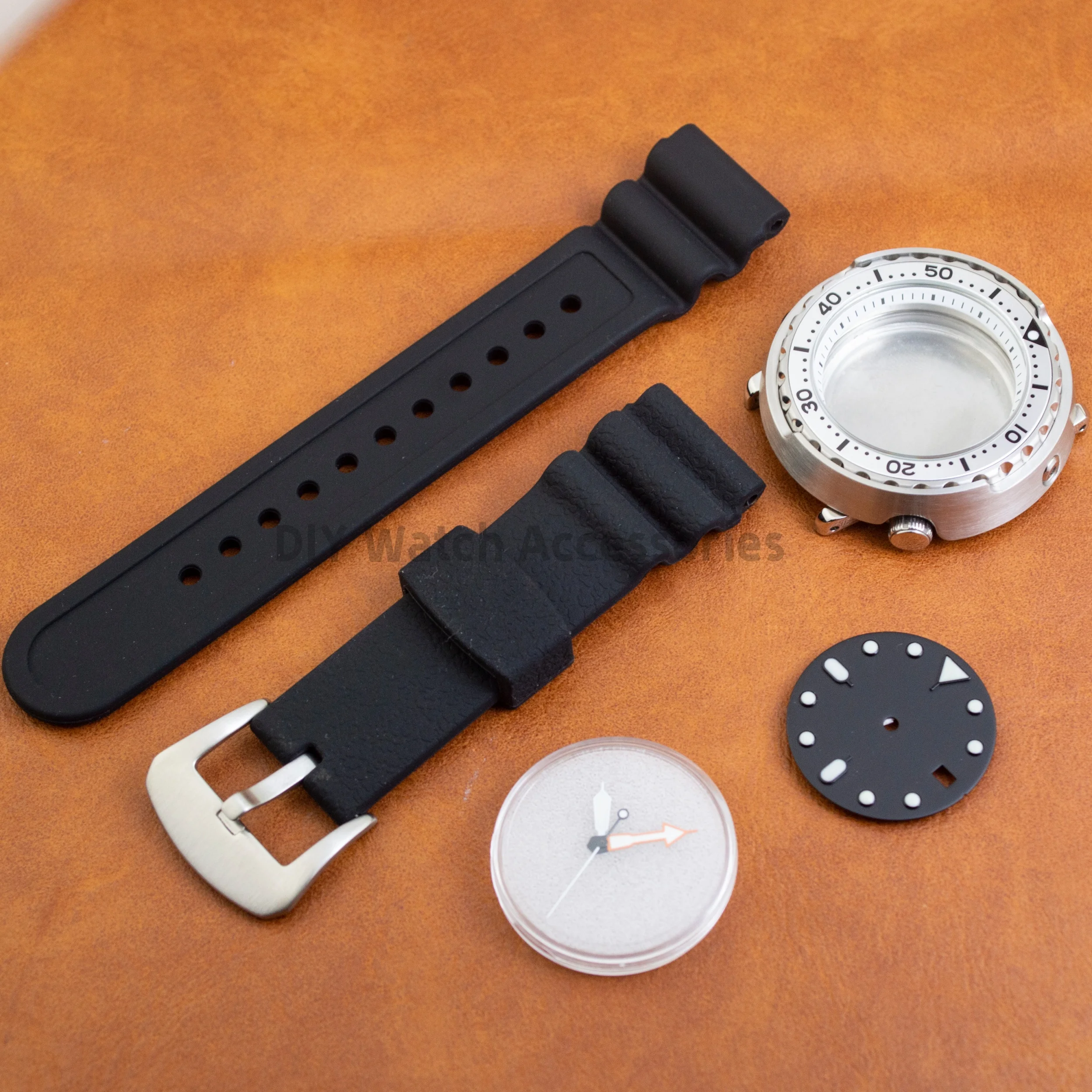 

For Tuna Canned Case 47mm Watch Case 22mm Rubber Band Sapphire glass Diving watch case fit NH35/NH36 Tuna Watch Case Dial Hands