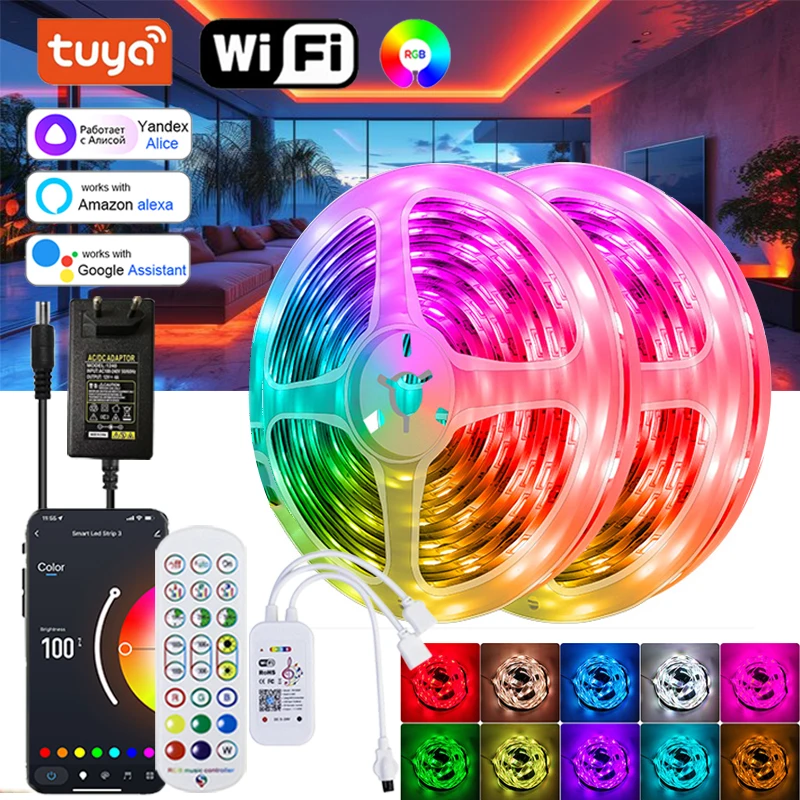 

Светодиодные ленты Tuya 220 В 5050 Wi-Fi Bluetooth Светодиодные ленты Гибкие светодиодные ленты Клейкие светодиодные ленты 12 В