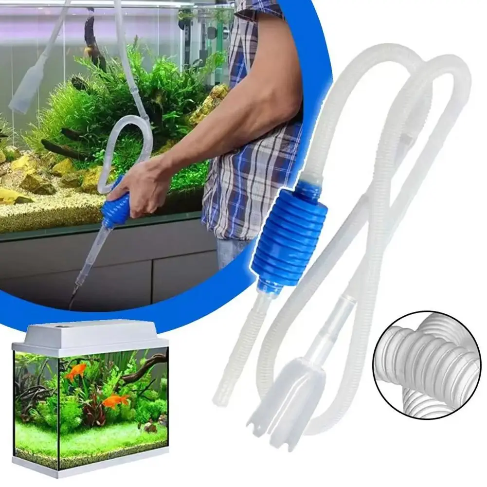 Aquarium Siphon Fish Tank Syphon Vacuum Cleaner Pump Change Changer Water Water Acuario Semi-automatic Accessories Gravel F D8V7