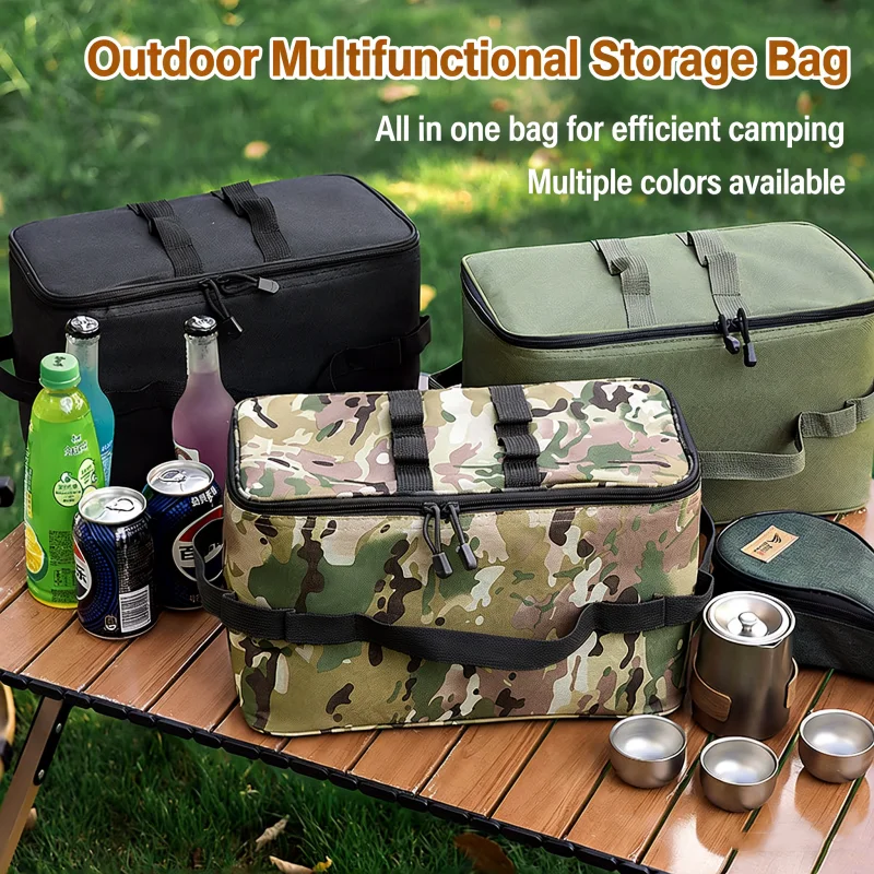

Вместительная сумка для пикника и кемпинга на открытом воздухе, многофункциональная сумка для мелочей, набор для пикника, сумка для хранения газовых баллонов и кухонной утвари