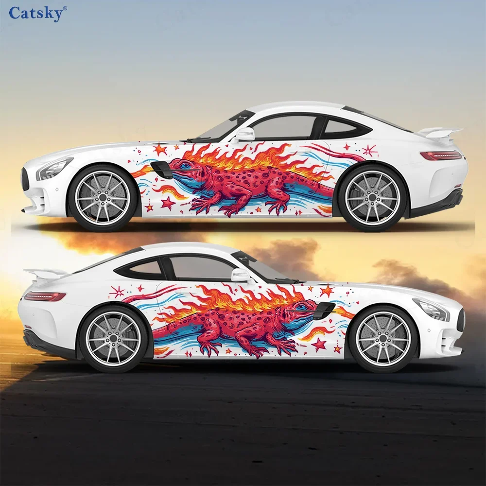 Trendy and Hot Burning Lizard Car Vinyl Wrap Decal Self-adhesive PVC Sticker Suitable for Trucks SUV Decoration Auto Accessories